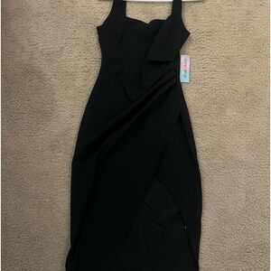 Black slit cocktail dress